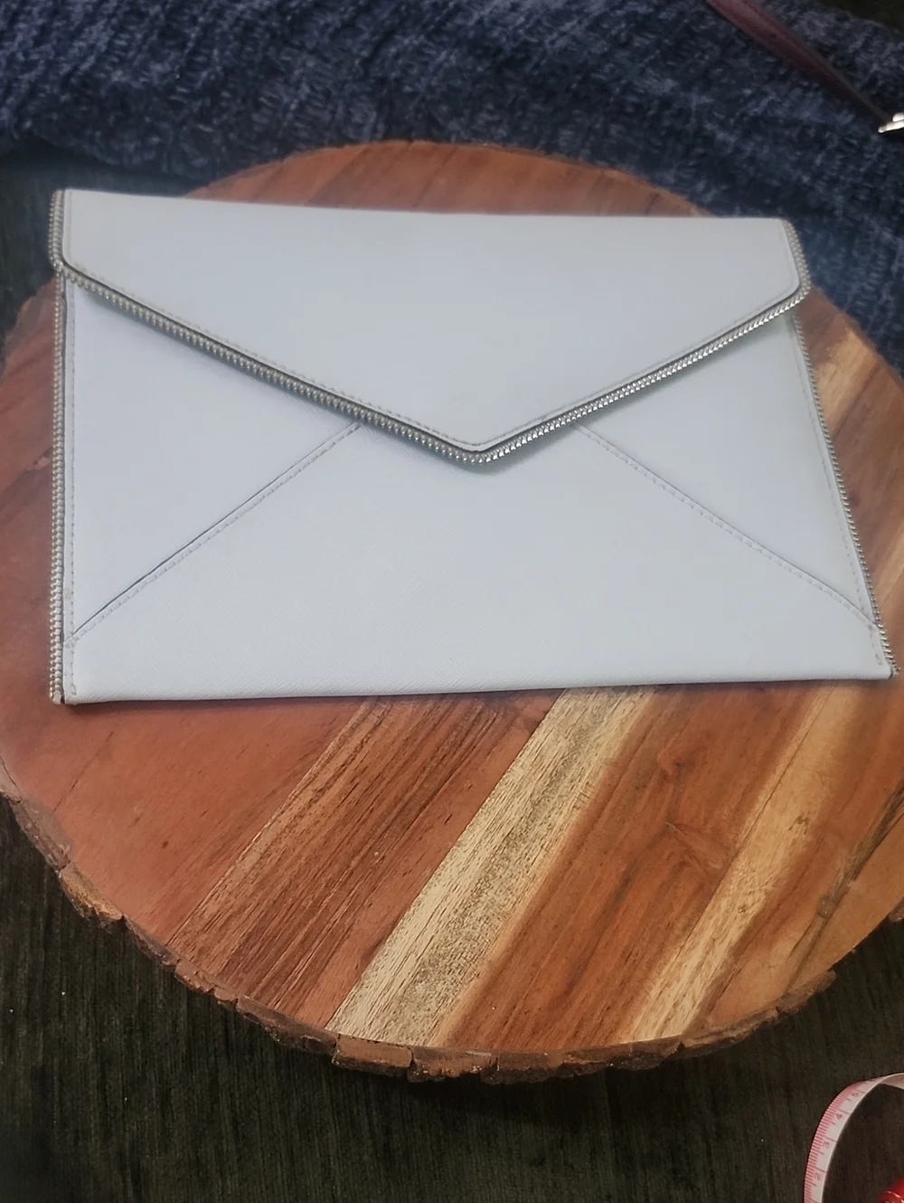 Rebecca Minkoff Powder Blue Envelope Clutch Silver ZipTrim - Women Bags